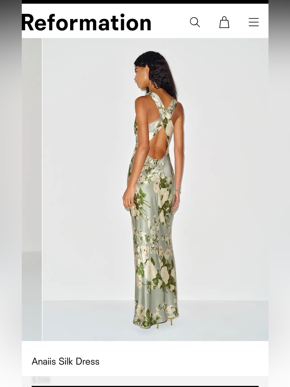 Reformation Anaïs Silk Maxi Dress in Sage Floral - Picture 1 of 10